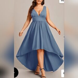 Ever Pretty Dusty Blue Plus Size High Low Empire Waist Special Occasion 9XL US26